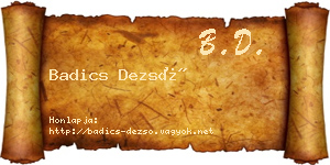 Badics Dezső névjegykártya